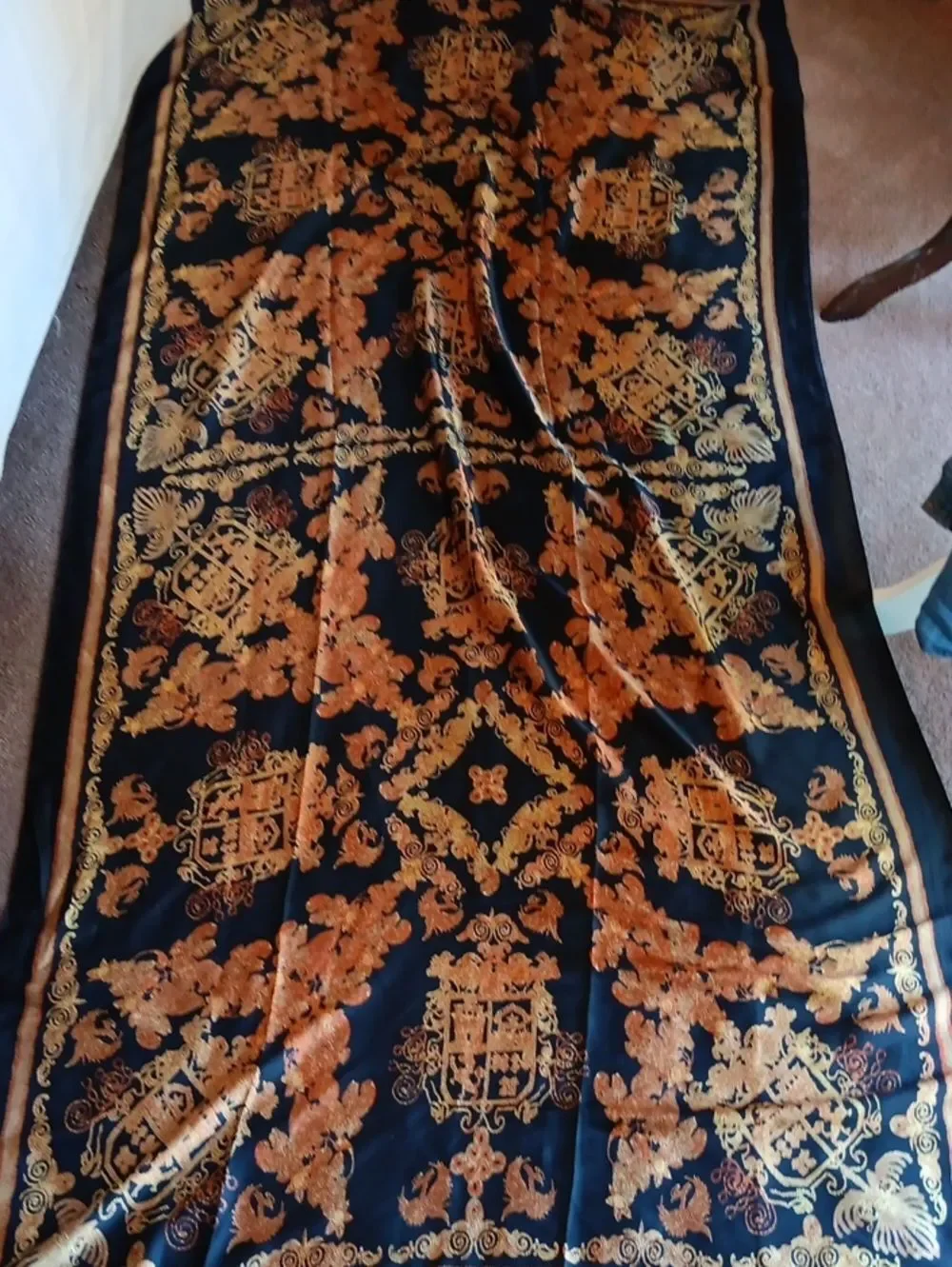Gorgeous Gold And Black Scarf . Oversized. Renaissance. Dramatic.